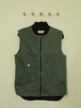 DESO Hard Chore Vest Olive Green Quilted Workwear Size Small Made in USA